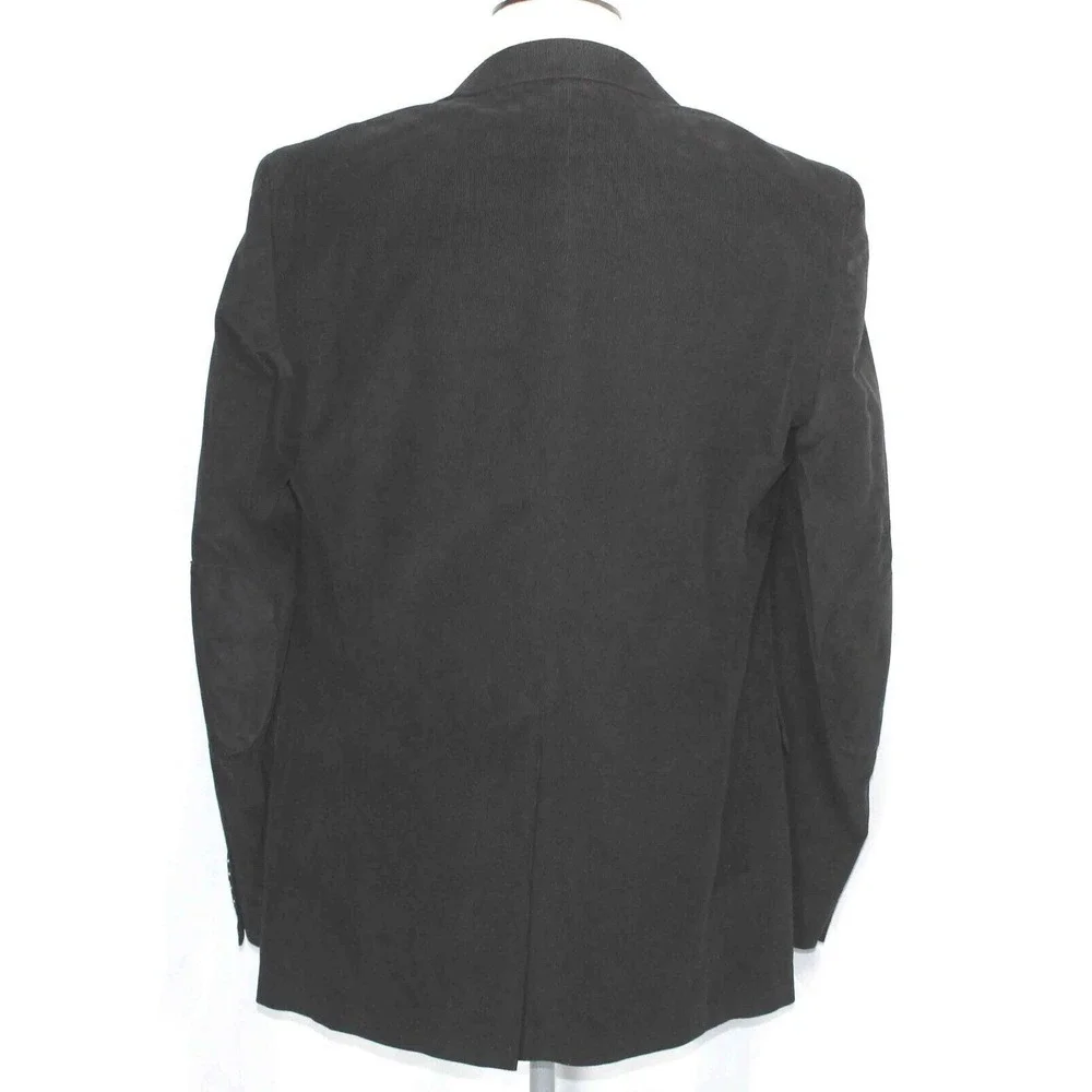 Stafford Black Corduroy Classic Fit Elbow‎ Patch Blazer Jacket Mens Size 42 Long
